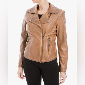 Mac studio Faux Leather Jacket - Camel/Brown - size M, NWT
